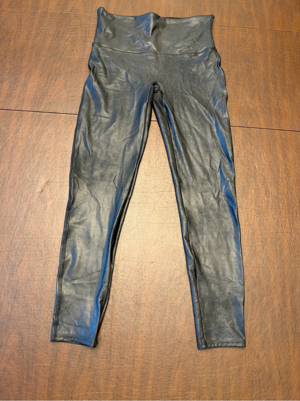 SPANX Faux Leather Leggings Womens XL Black High Rise Shaping Pants